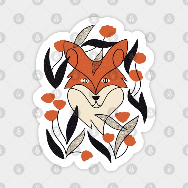 Floral Fox Sticker by Renea L Thull